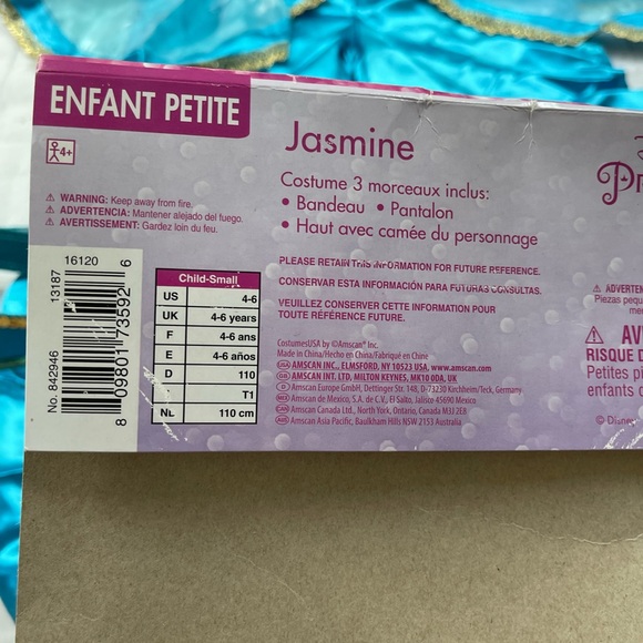 Disney princess jasmine Halloween costume and wig girls and small 4-6 years - Picture 4 of 5